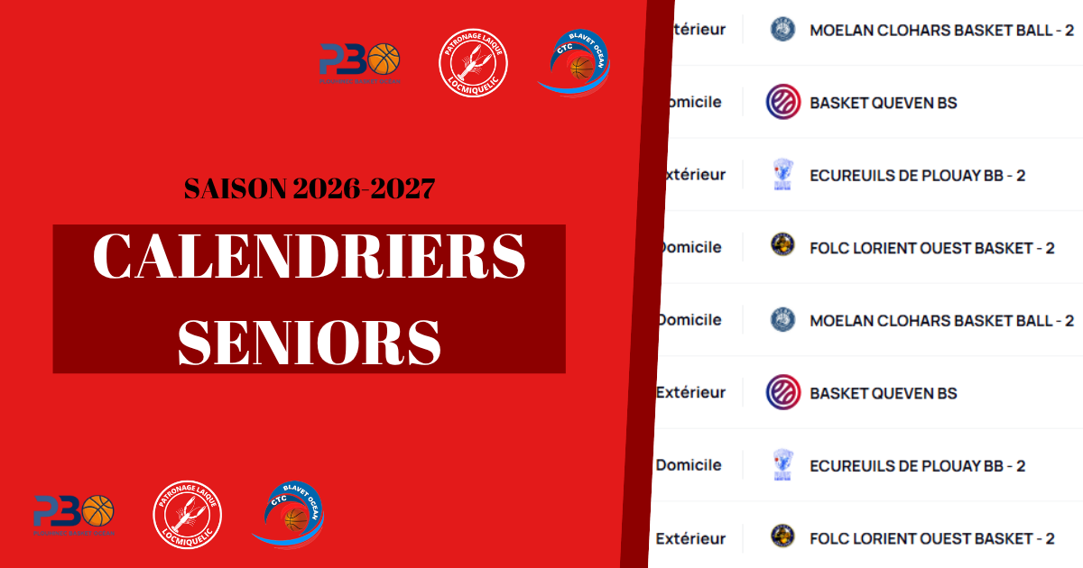 Calendriers seniors
